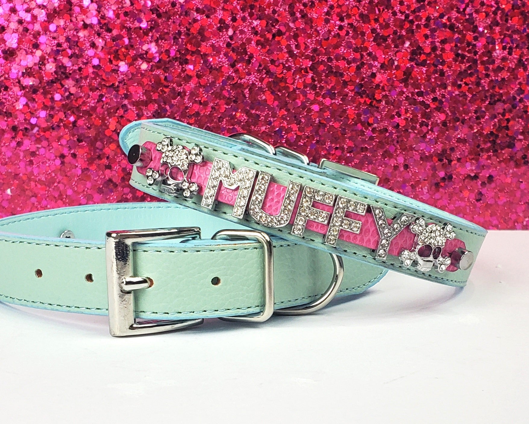 Prissy Pink Skulls Personalized Pet Collar